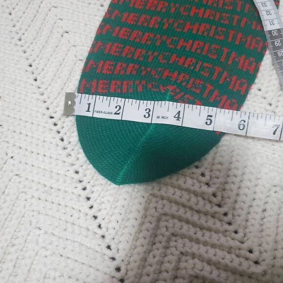 Red & Green "Merry Christmas " Knit Christmas Stocking - Picture 6 of 6